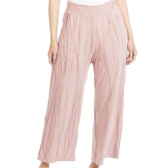 Coco + Carmen Pants - Coco + Carmen Womens Lounge Pants XXL Wide Leg Cropped Pink Hippie Vibe Elastic